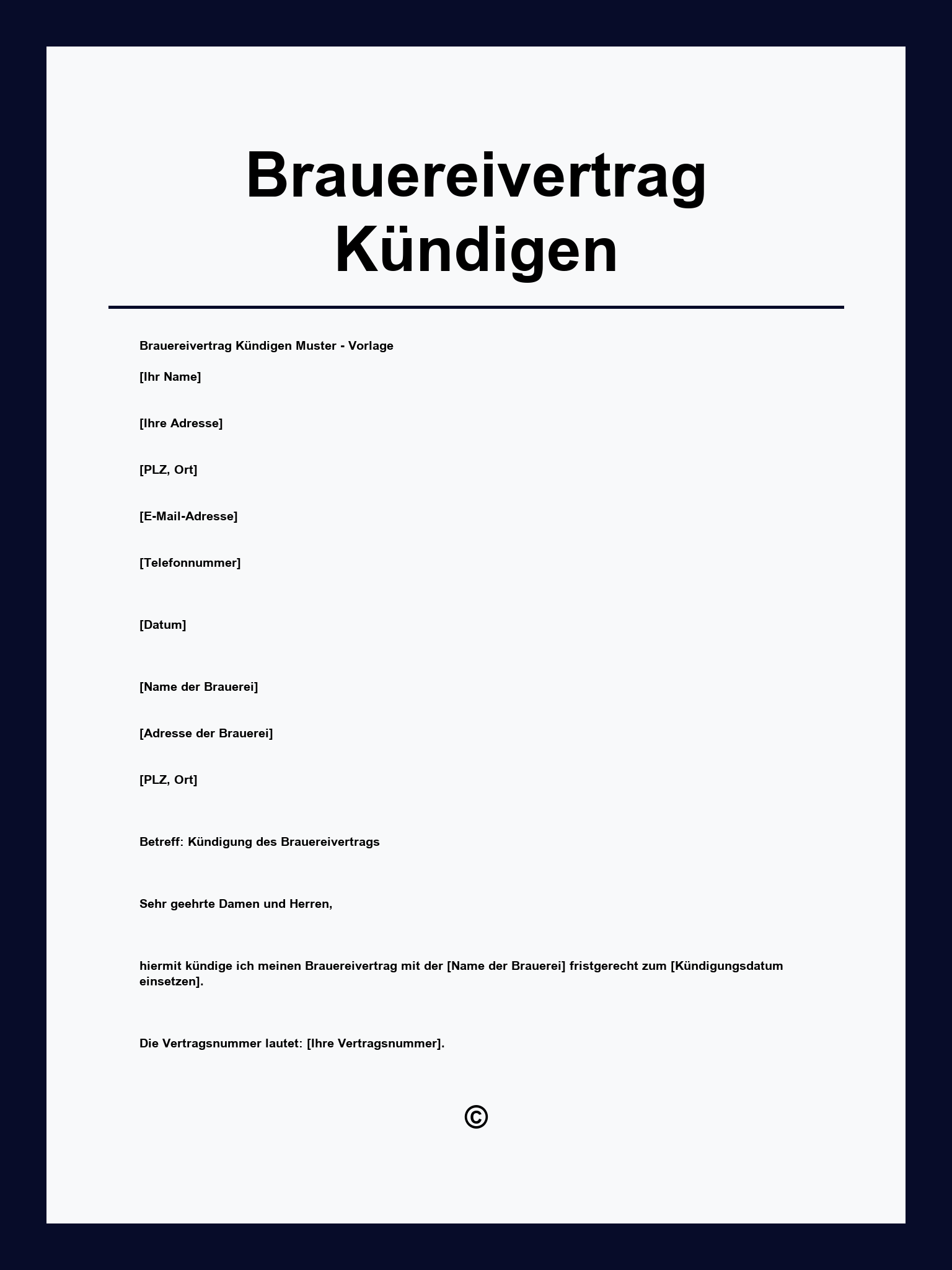 Brauereivertrag Kündigen