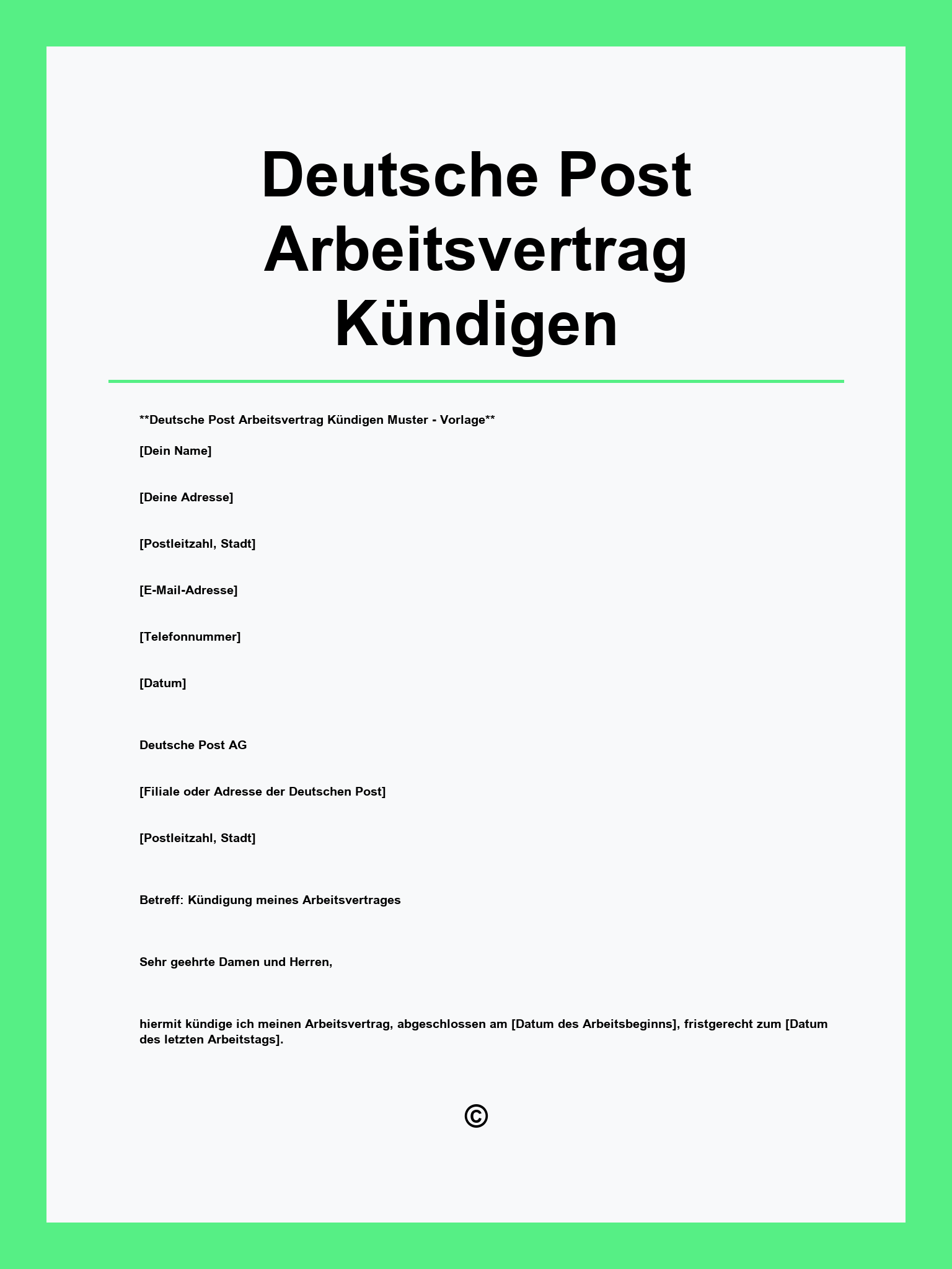 Deutsche Post Arbeitsvertrag Kündigen