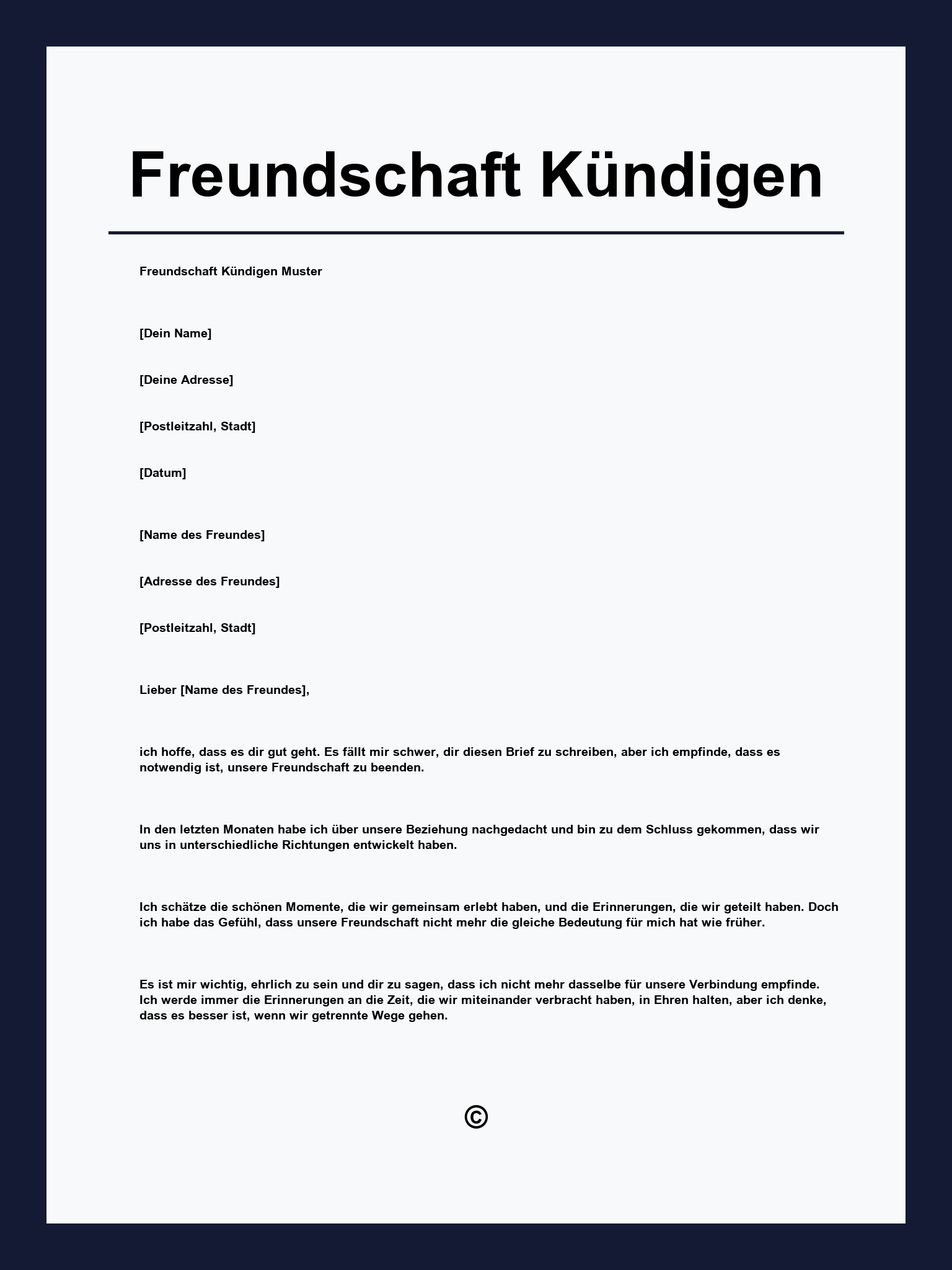 Freundschaft Kündigen Formular