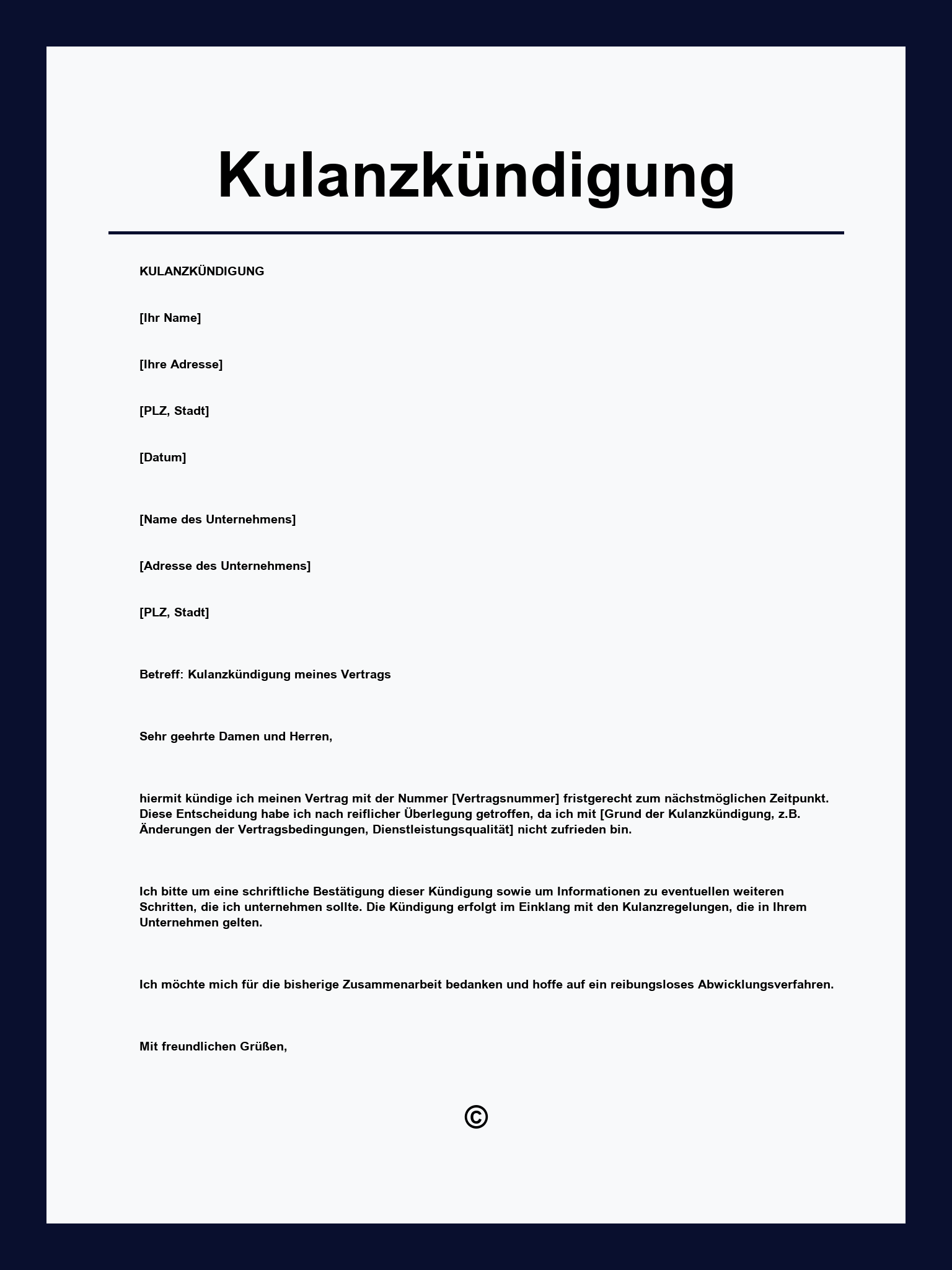 Kulanzkündigung