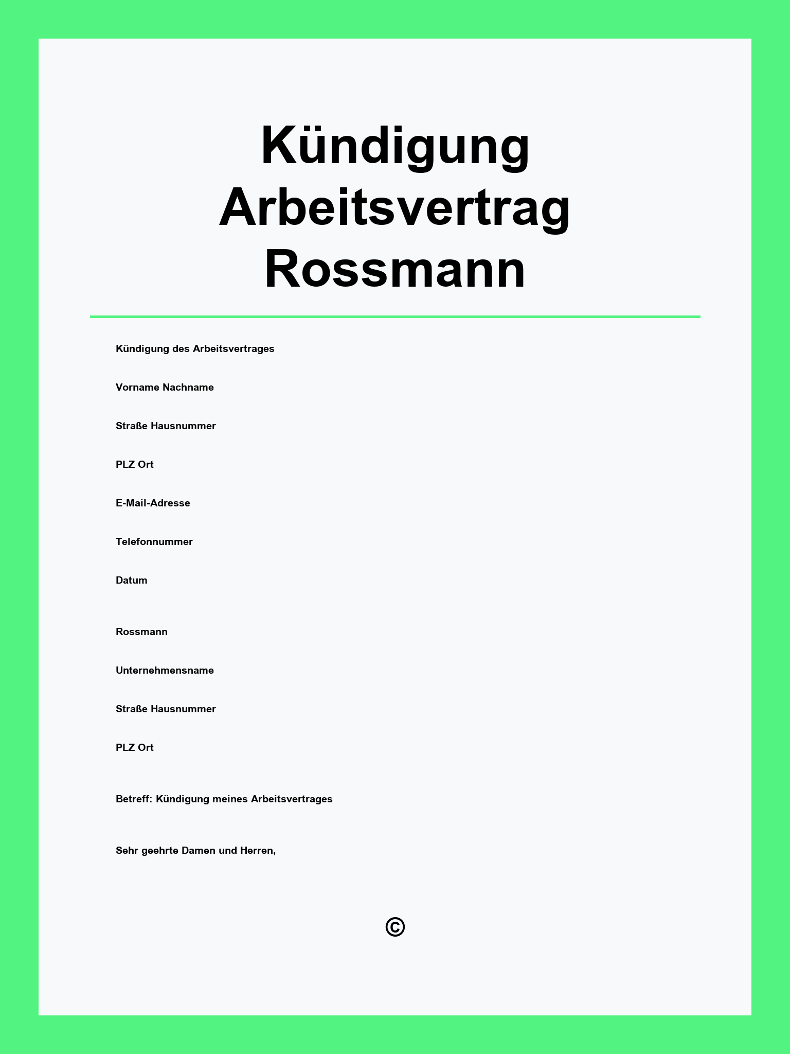 Kündigung Arbeitsvertrag Rossmann
