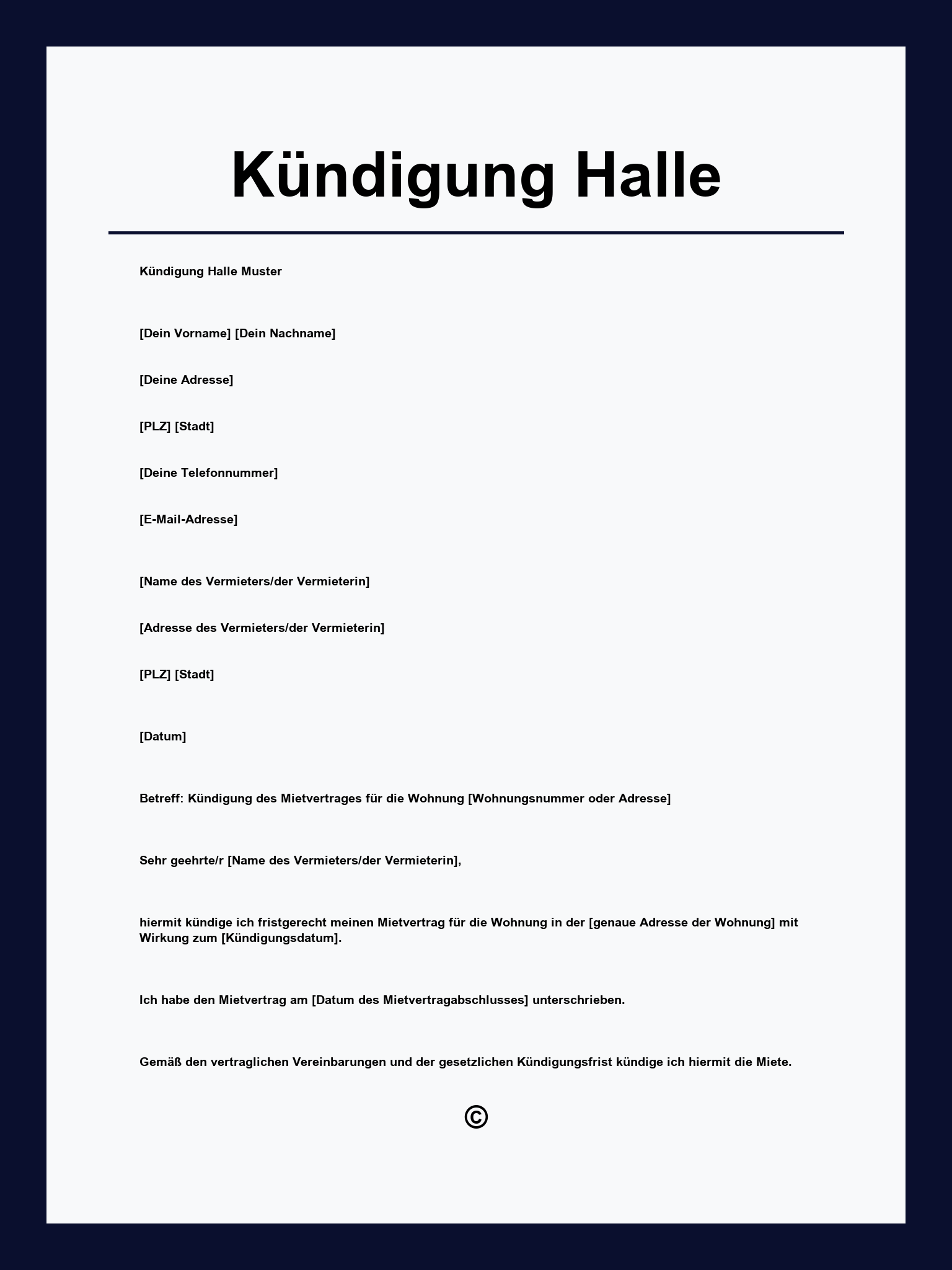 Kündigung Halle Vorlage