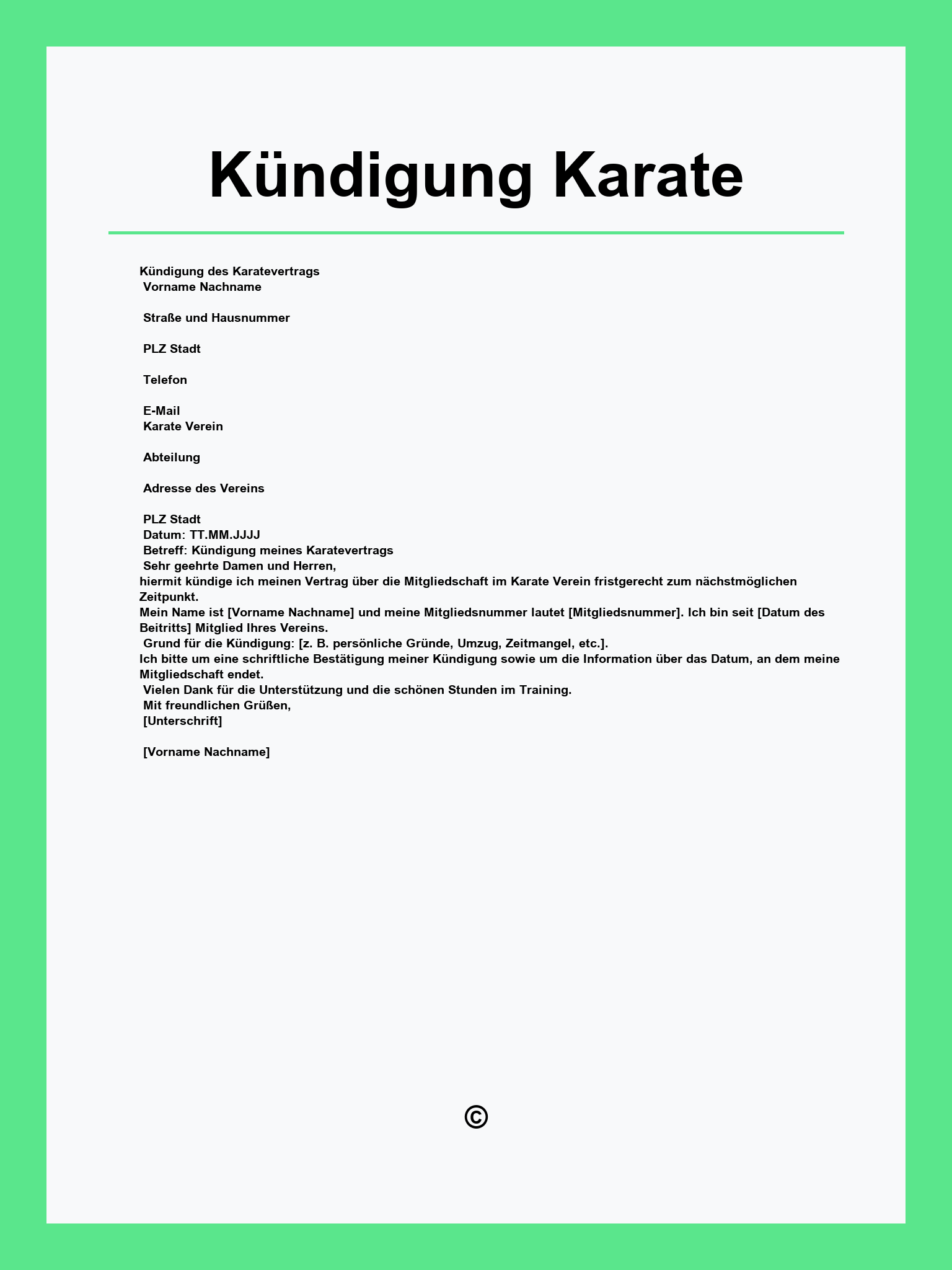 Kündigung Karate Muster