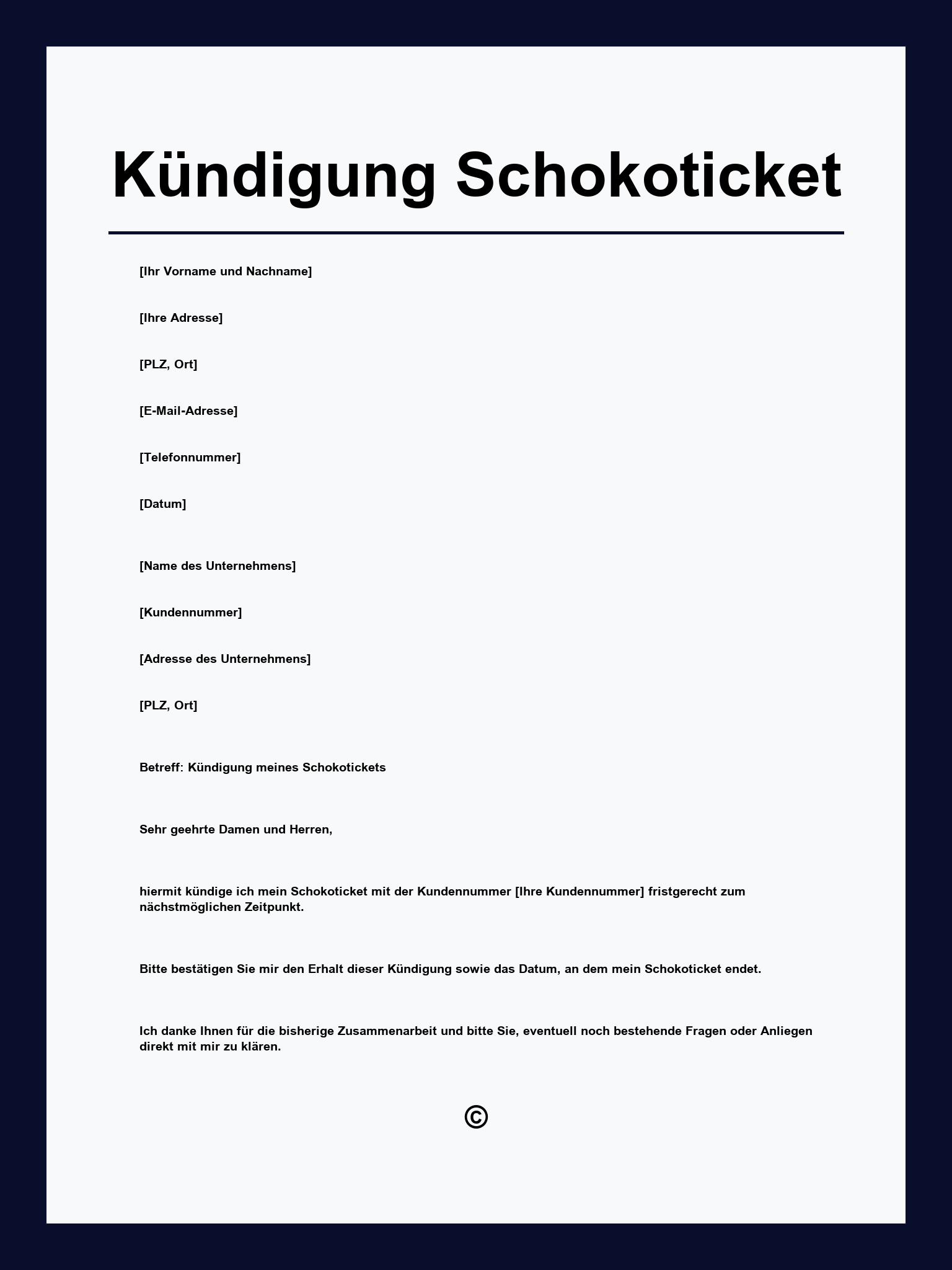 Kündigung Schokoticket