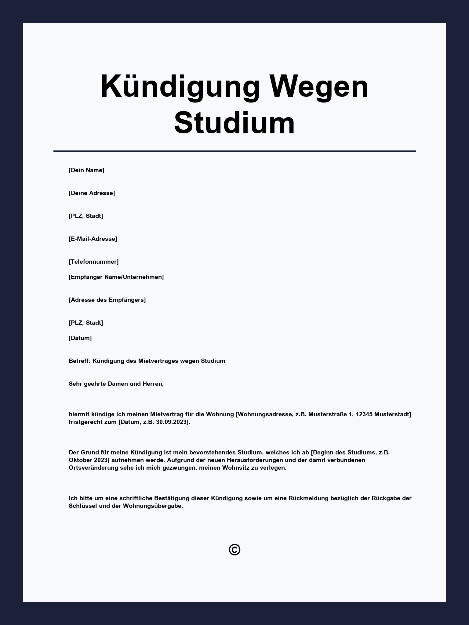 Kündigung Wegen Studium