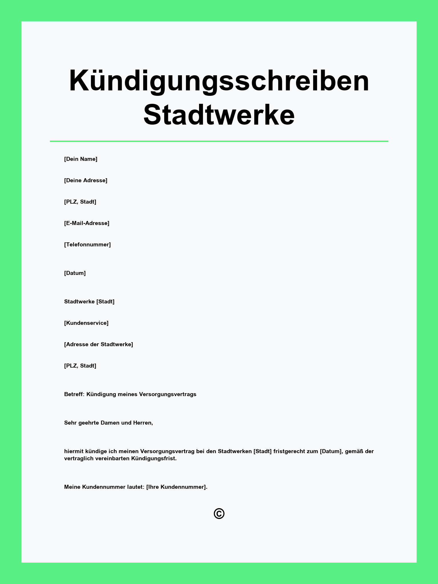 Kündigungsschreiben Stadtwerke