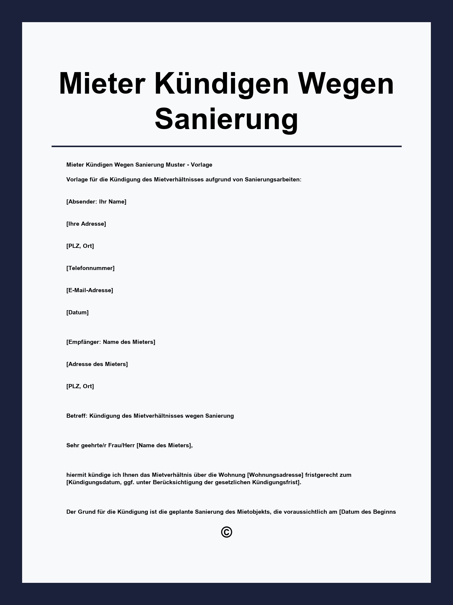 Mieter Kündigen Wegen Sanierung Muster