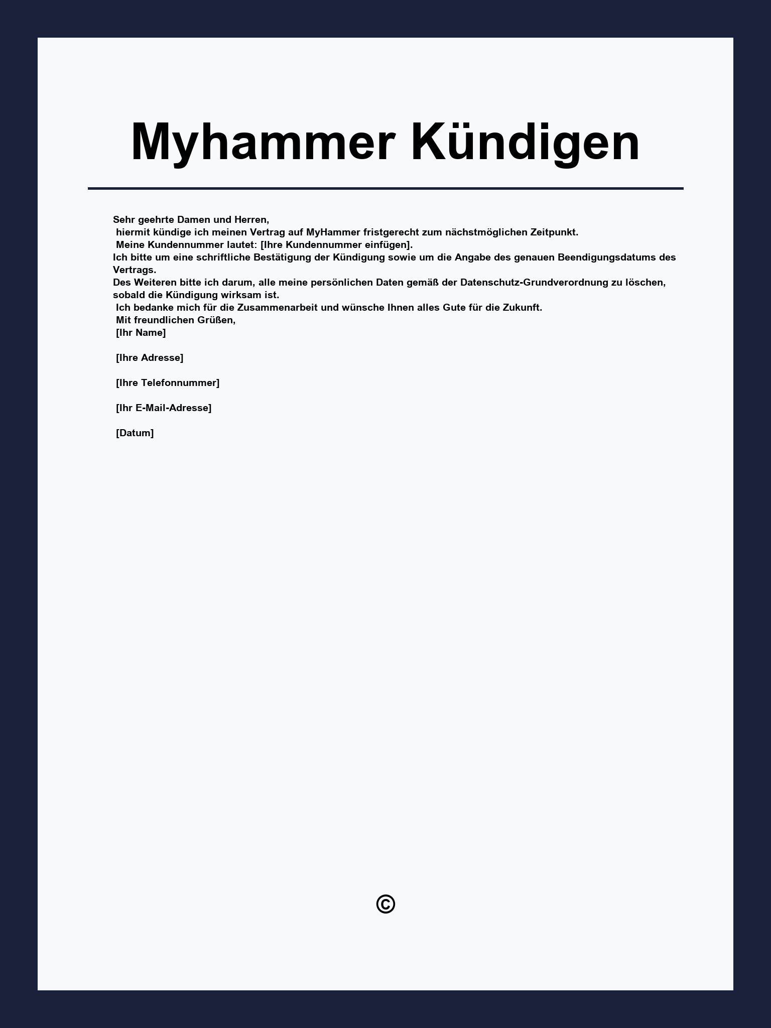 Myhammer Kündigen Vorlage