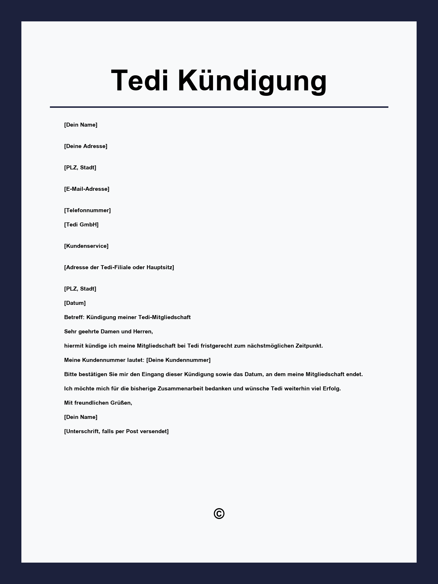 Tedi Kündigung Muster