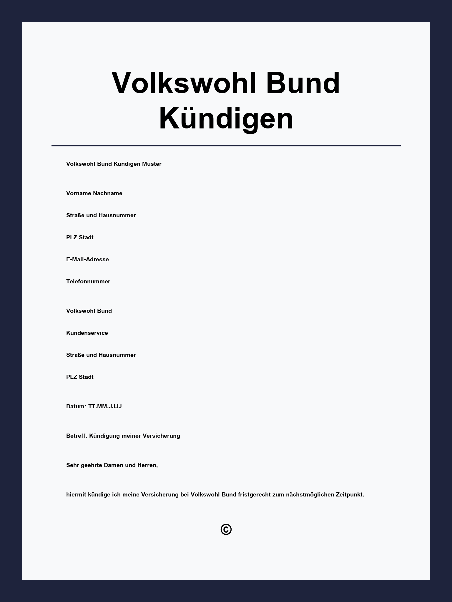 Volkswohl Bund Kündigen Muster