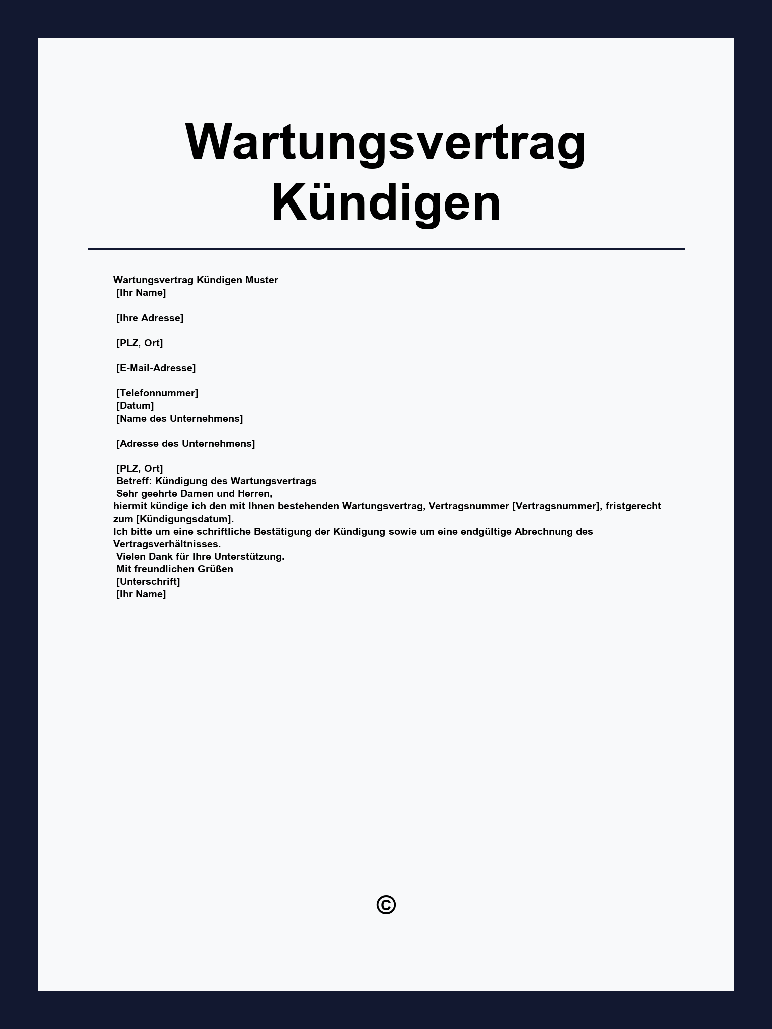 Wartungsvertrag Kündigen Muster