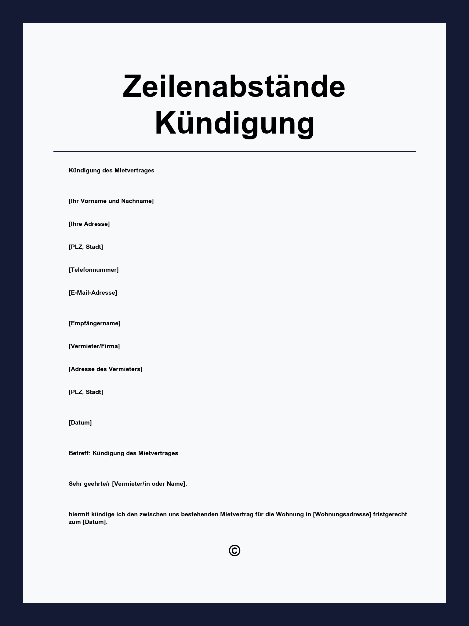 Zeilenabstände Kündigung